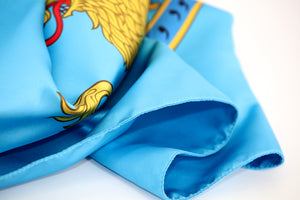 Premium Coat of Arms Flag of Iran with the Emblem of Standard Of Shahanshah - Soft Satin Turquoise Fabric Printed Edition - 3'x5' (90x150cm)