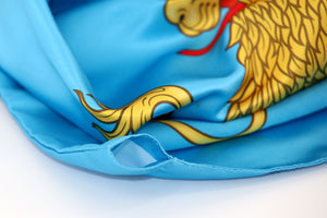 Premium Coat of Arms Flag of Iran with the Emblem of Standard Of Shahanshah - Soft Satin Turquoise Fabric Printed Edition - 3'x5' (90x150cm)